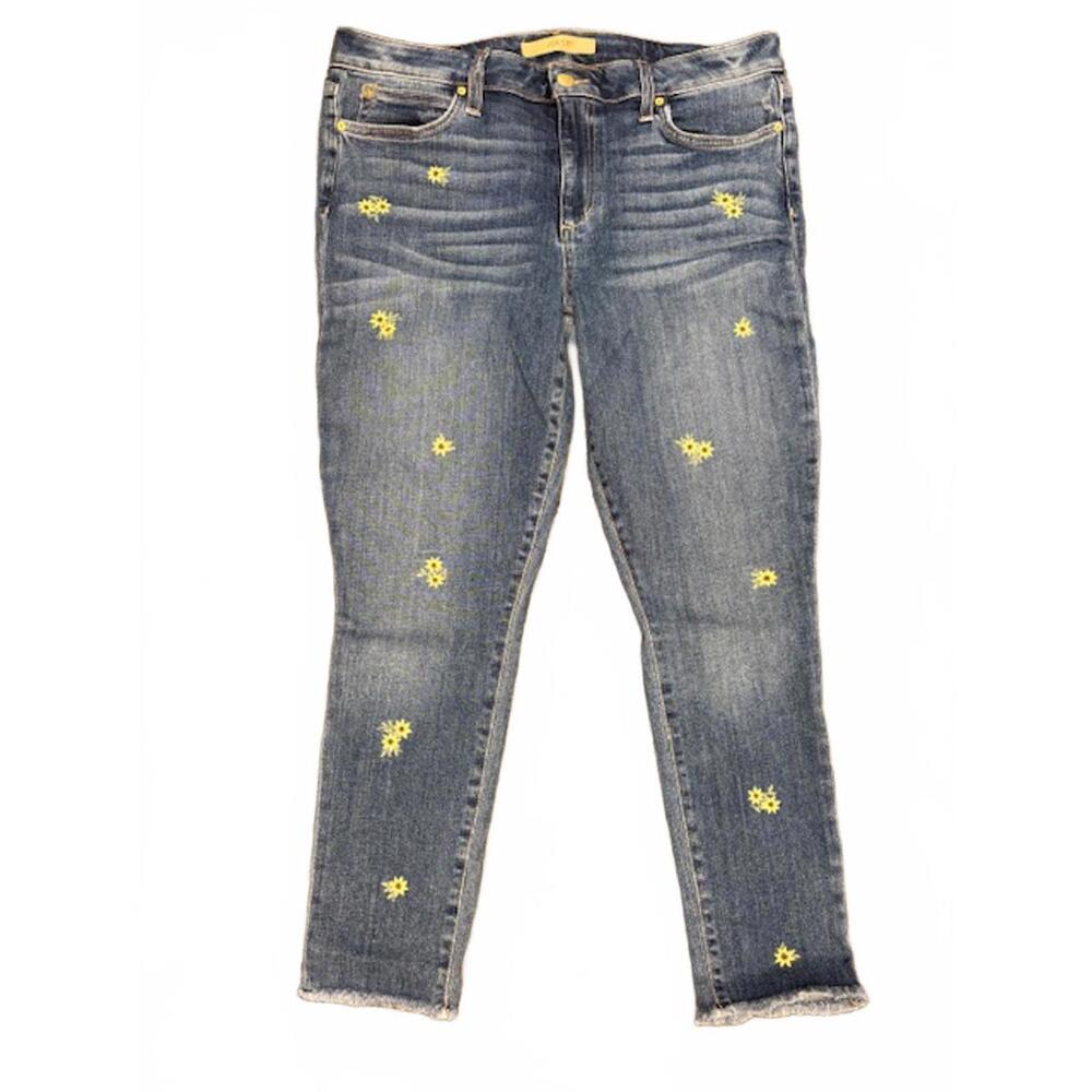 NWT New Joe's Jeans The Icon Skinny Mid Rise Jeans Embroidered Daisy 33